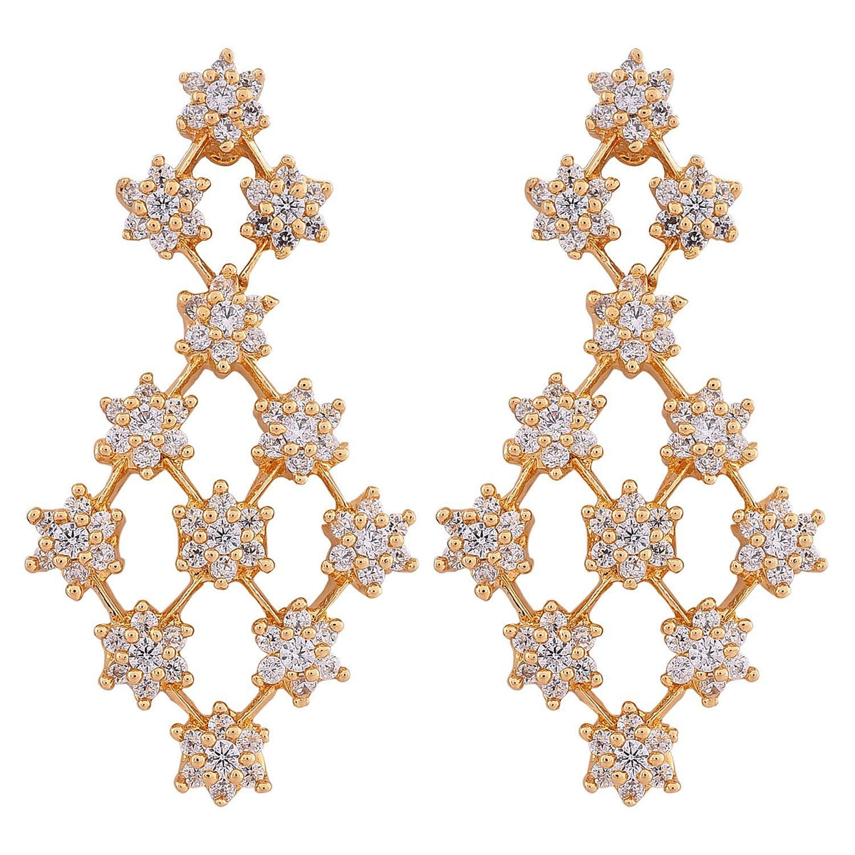 Luxury Vid-American Diamond Gold Plated Jewellery Set