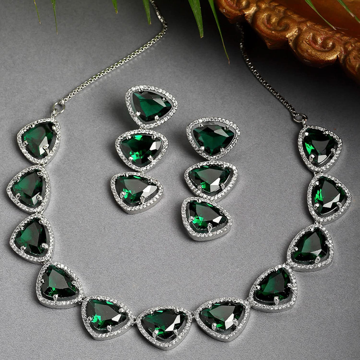 Luxury & Fashionable Triangular Shaped AD Neck Set