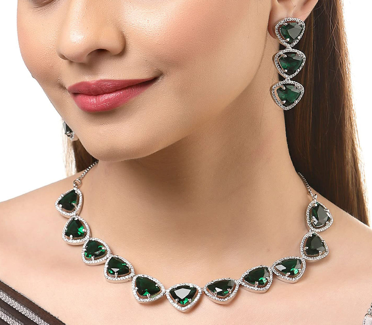 Luxury & Fashionable Triangular Shaped AD Neck Set